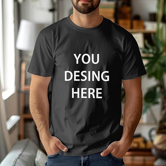 Biodegradable Print Custom T Shirts for Men and Women Personalized Design Add Text Image or Logo on Front and Back Unisex Black Medium Large