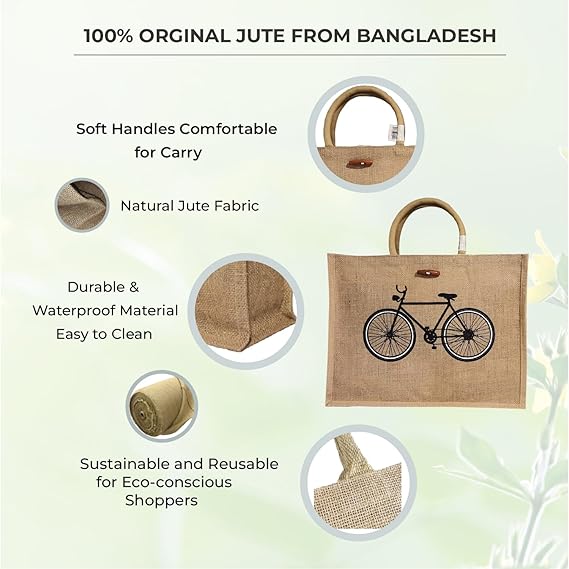 Jute Tote Bag Reusable Burlap Bag with Handles Eco Friendly Gift Beach and Grocery Bag