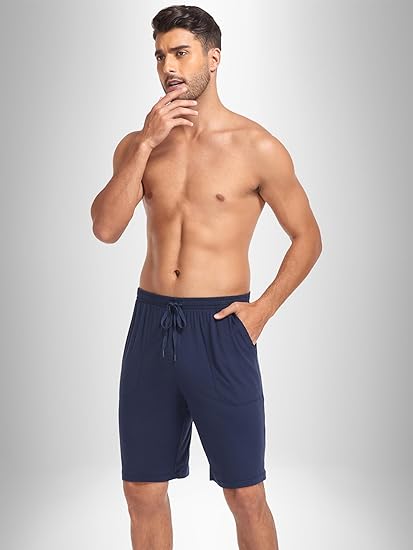 Mens Bamboo Pajama Shorts Lightweight Lounge and Sleepwear with Drawstring and Pockets
