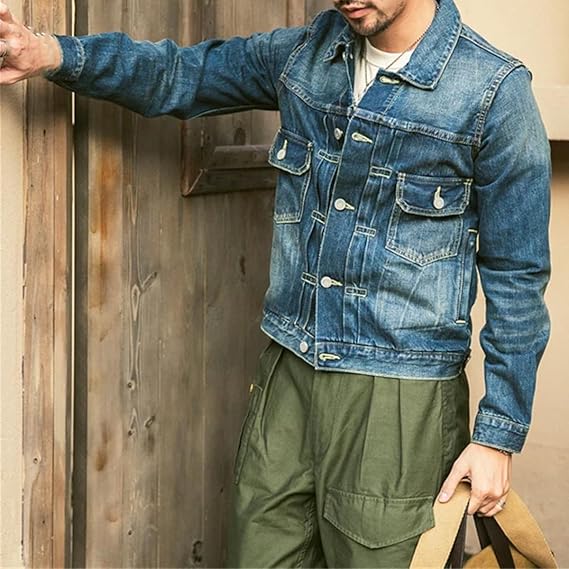 Recycled Denim Jacket Ripped Jeans Washed Coat