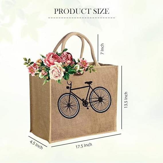 Jute Tote Bag Reusable Burlap Bag with Handles Eco Friendly Gift Beach and Grocery Bag