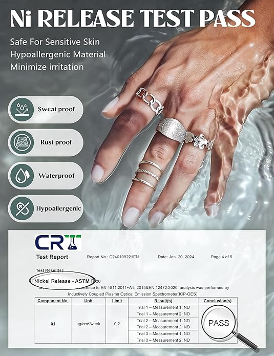 Stackable Stainless Steel Rings Set for Women Chunky Silver Adjustable Non Tarnish Statement Rings 16 Piece Collection