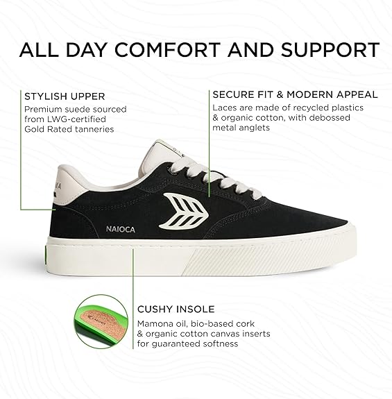 Cariuma Naioca Suede Sneakers Comfortable Lightweight Sustainable Casual Footwear with Vegan Insoles and Rubber Soles