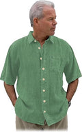 Mens Hemp Casual Dress Shirt Button Down Short Sleeve Linen Regular Fit